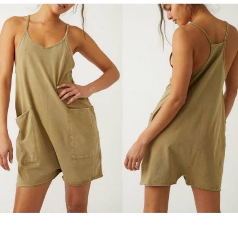 Free People Olive Utility Romper